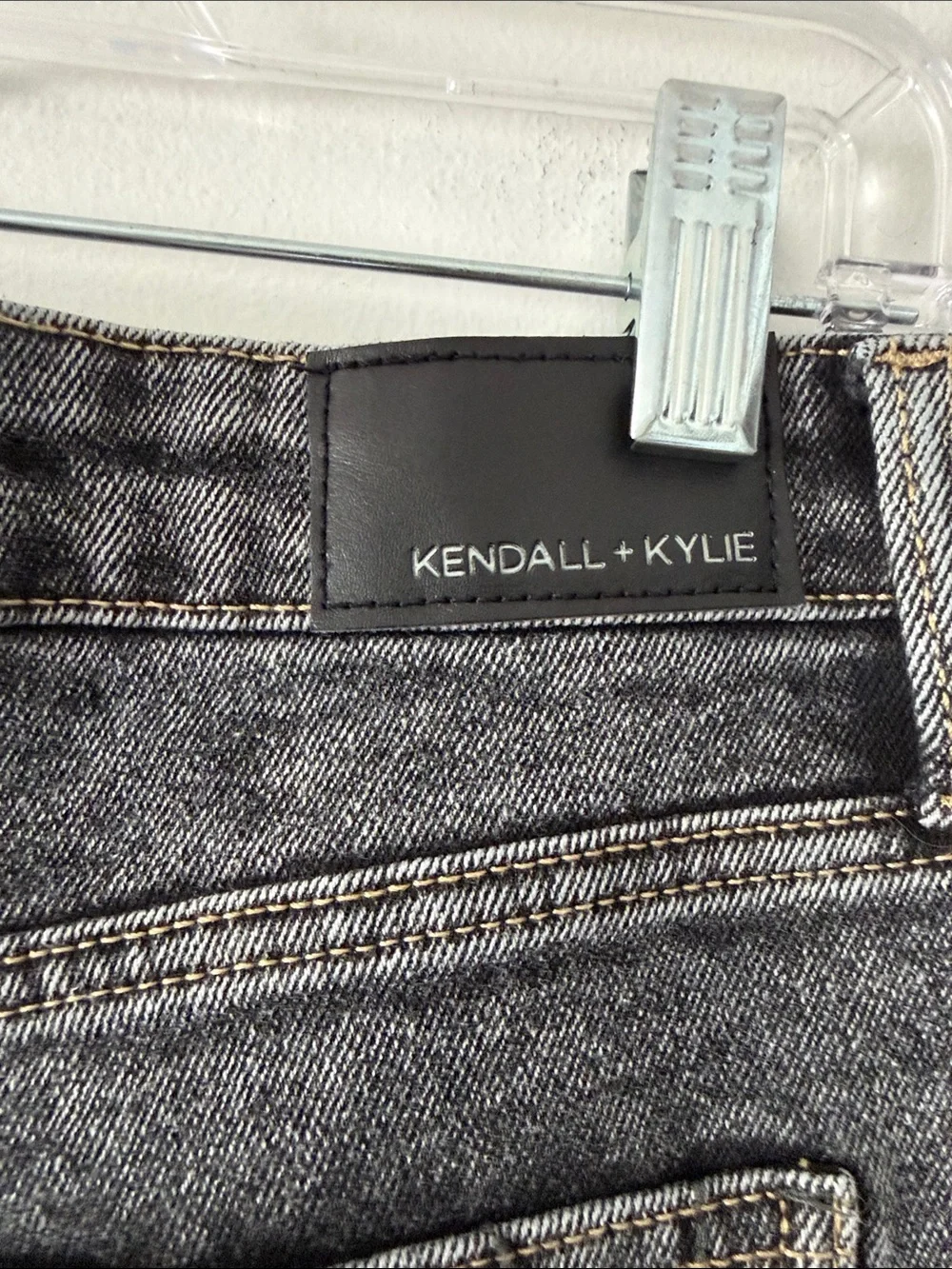 High Rise Black Acid Wash Denim Shorts Raw Hem KENDALL + KYLIE The Drifter 13/31